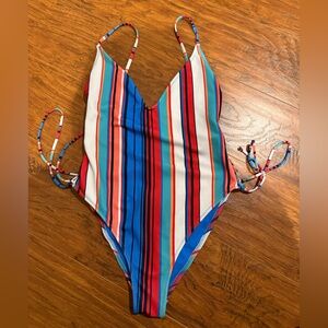 Zara Multicolor Striped One Piece Swimsuit